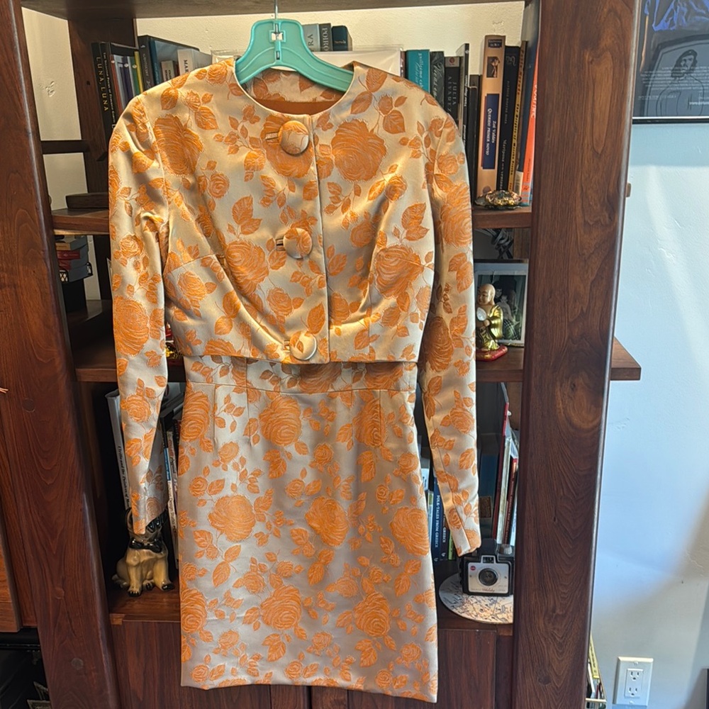 Elegant Vintage Floral Dress and jacket made by a Hollywood seamstress